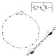Pulsera malla forçât rectangular alternada bolas 2.5 mm de Plata 925 x18cm