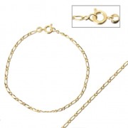 Pulsera malla figaro alternada (1x1) 2.10 mm - Chapado de Oro 3 micras x18cm|raw }}