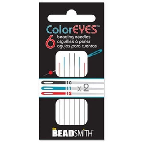 6 Agujas para cuentas - Coloreyes - talla 10 - 11 y 12 x1