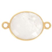 Entrepieza 2 anillas 11x13mm engaste Plata 925 Chapado Oro / Piedra de Luna|raw }}