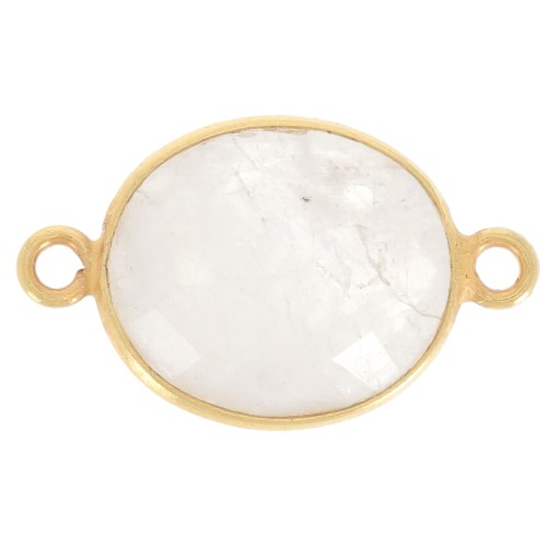 Entrepieza 2 anillas 11x13mm engaste Plata 925 Chapado Oro / Piedra de Luna