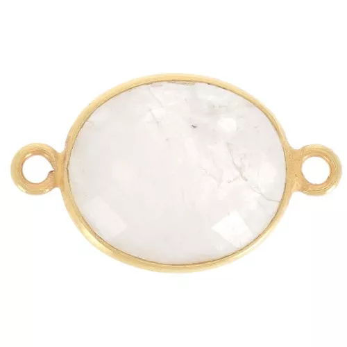 Entrepieza 2 anillas 11x13mm engaste Plata 925 Chapado Oro / Piedra de Luna