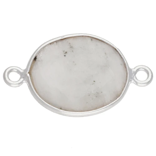 Entrepieza piedra facetada 2 anillas 11x13 mm engaste Plata 925 / Piedra de Luna