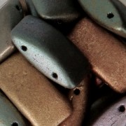 Cuentas de vidrio Carrier Bead 2 agujeros 9x17 mm Gold Iris Mat x10|raw }}