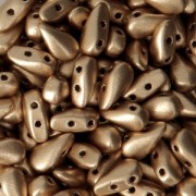 Cuentas de vidrio DropDuo® 2 agujeros 3x6 mm Gold Mat x50|raw }}