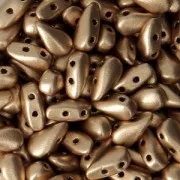Cuentas de vidrio DropDuo® 2 agujeros 3x6 mm Gold Mat x50