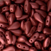 Cuentas de vidrio DropDuo® 2 agujeros 3x6 mm Red Metallic Mat x50