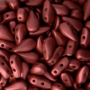 Cuentas de vidrio DropDuo® 2 agujeros 3x6 mm Red Metallic Mat x50