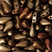 Cuentas de vidrio DropDuo® 2 agujeros 3x6 mm Gold Rainbow x50|raw }}