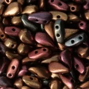 Cuentas de vidrio DropDuo® 2 agujeros 3x6 mm Metallic Iris Satin x50