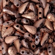 Cuentas de vidrio DropDuo® 2 agujeros 3x6 mm Etched Crystal Capri Gold Full x50