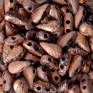 Cuentas de vidrio DropDuo® 2 agujeros 3x6 mm Etched Crystal Capri Gold Full x50