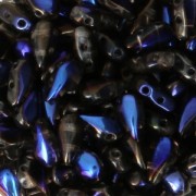 Cuentas de vidrio DropDuo® 2 agujeros 3x6 mm Crystal Azuro x50