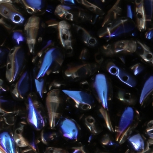 Cuentas de vidrio DropDuo® 2 agujeros 3x6 mm Crystal Azuro x50