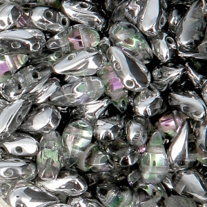 Cuentas de vidrio DropDuo® 2 agujeros 3x6 mm Crystal Vitrail Light x50