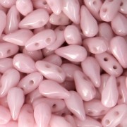 Cuentas de vidrio DropDuo® 2 agujeros 3x6 mm Opaque Light Rosa Ceramic Look x50|raw }}