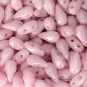 Cuentas de vidrio DropDuo® 2 agujeros 3x6 mm Opaque Light Rosa Ceramic Look x50