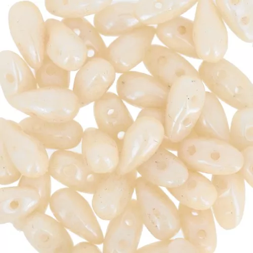Cuentas de cristal DropDuo® 2 agujeros 3x6 mm - Beige opaco Cerámica Look x50