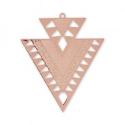 Colgantes de metal doble triangular decoración étnica 45 mm dorado rosa x2