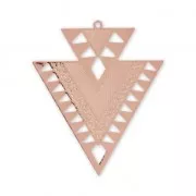 Colgantes de metal doble triangular decoración étnica 45 mm dorado rosa x2