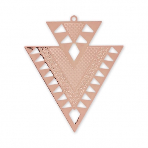 Colgantes de metal doble triangular decoración étnica 45 mm dorado rosa x2