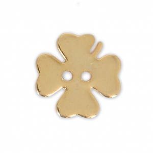 Botón trébol liso 12 mm dorado con oro fino x1