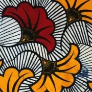 Tela Wax - Flores de boda  - Granate / Naranja x20cm