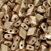 Abalorios de vidrio dos agujeros Mini Diamonduo  4x6 mm Gold Mat x5g