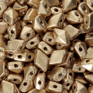 Abalorios de vidrio dos agujeros Mini Diamonduo  4x6 mm Gold Mat x5g