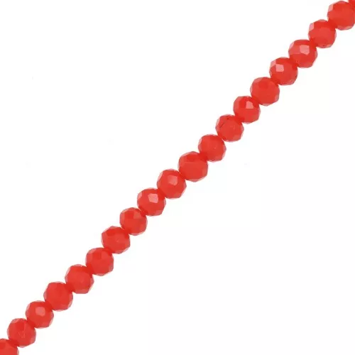 Cuentas facetadas redondas - aplanadas redondas - 4x3,5 mm Coral claro x44cm