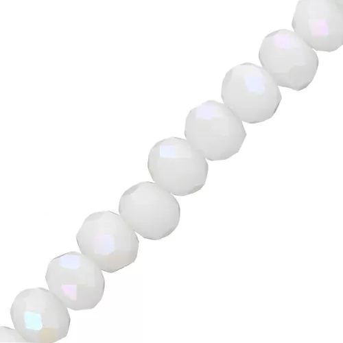 Redondas planas facetadas 6x5 mm - White Opaque AB x41cm