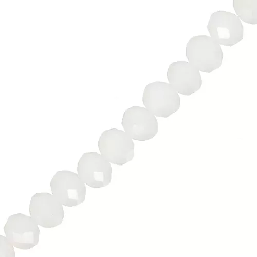Cuentas facetadas redondas - aplanadas redondas - 8x6 mm Blanco Opaco x40cm