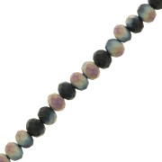 Cuentas facetadas redondas - redondas aplanadas 6x5 mm Negro plateado Esmerilado AB x36cm|raw }}