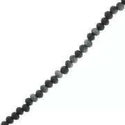 Perles rondelles facettées - rondes aplaties -3.5x3 mm Bleu Nuit Frosted x34cm