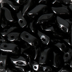 Abalorios de vidrio dos agujeros StormDuo 3x7 mm Jet x50