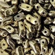 Abalorios de vidrio dos agujeros StormDuo 3x7 mm Full Dorado x50