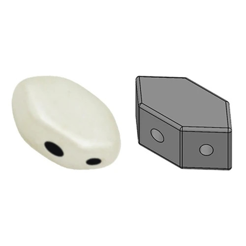 Cuentas de vidrio Paros® de Puca® 7x4 mm Opaque White Ceramic Look x10g