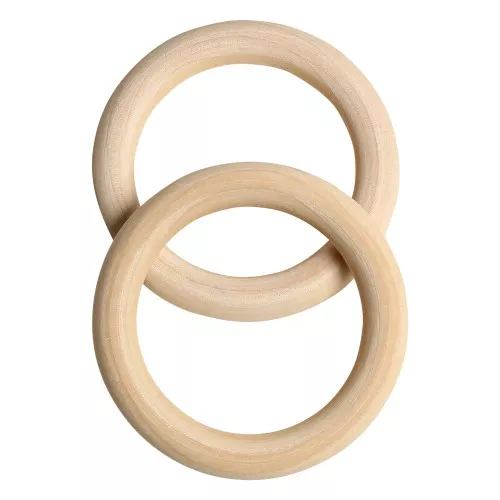 Juguete de diente de madera 68 mm para sonajero con amigurumi al ganchillo x2