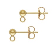 Pendientes bolas 3 mm con anilla soldada de Gold filled x2|raw }}