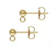 Pendientes bolas 3 mm con anilla soldada de Gold filled x2