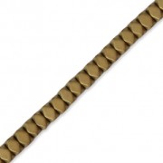 Mini-Hematitas sintéticas arandelas facetadas 3 mm Golden Mat x40 cm