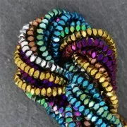 Mini-Hematitas sintéticas arandelas facetadas 3 mm Golden Mat x40 cm