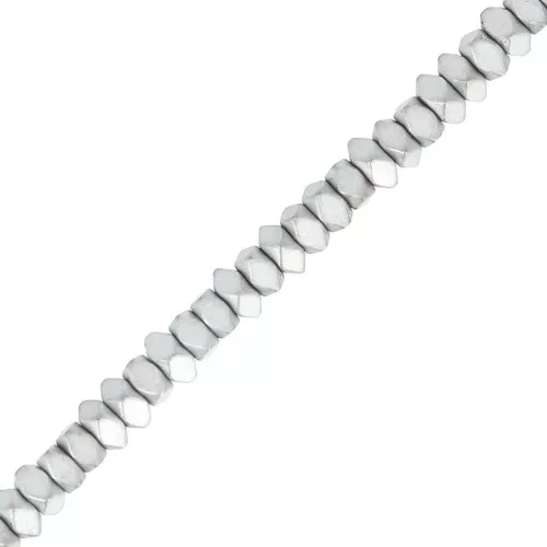 Mini-Hematitas sintéticas arandelas facetada 3 mm Silver Mat x40 cm