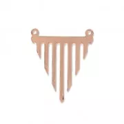 Entrepieza triángulo 2 anillas corte con láser 23x27 mm dorado rosa x1