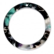 Colgante anilla de acetato de celulosa 34 mm Concha de tortuga Verde/Negro x1|raw }}
