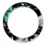 Colgante anilla de acetato de celulosa 34 mm Concha de tortuga Verde/Negro x1