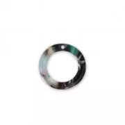Colgante anilla de acetato de celulosa 14.5 mm Concha de tortuga Verde/Negro x1