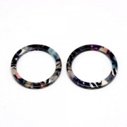 Colgante anilla de acetato de celulosa 14.5 mm Concha de tortuga Rosa/Negro x1