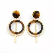 Colgante anilla de acetato de celulosa 14.5 mm Concha de tortuga Rosa/Negro x1