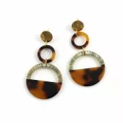 Colgante anilla de acetato de celulosa 14.5 mm Concha de tortuga Rosa/Negro x1